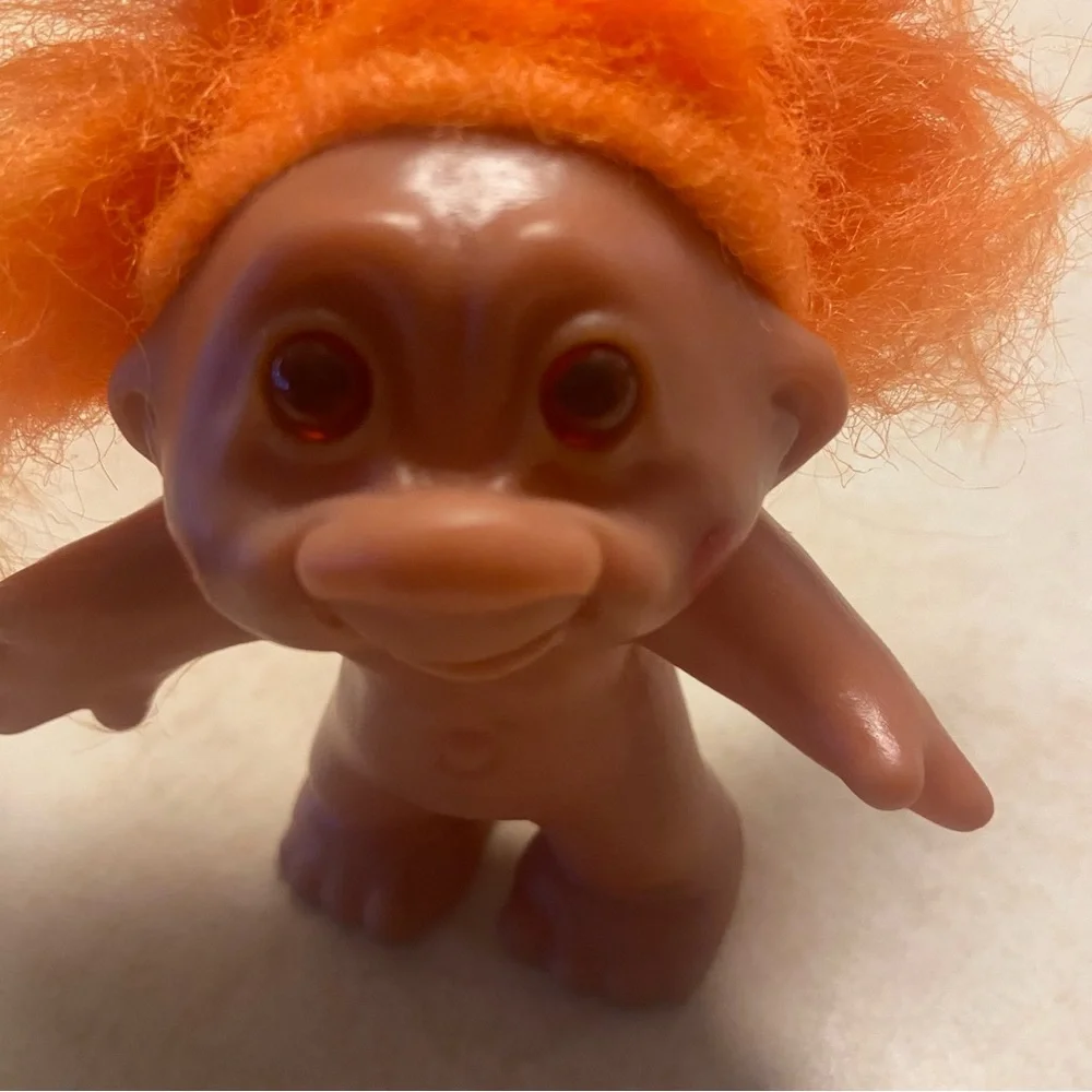 Vintage Troll Doll DAM 1986 Orange Hair 5” Nude No Clothes Ugly Doll Kitchsy